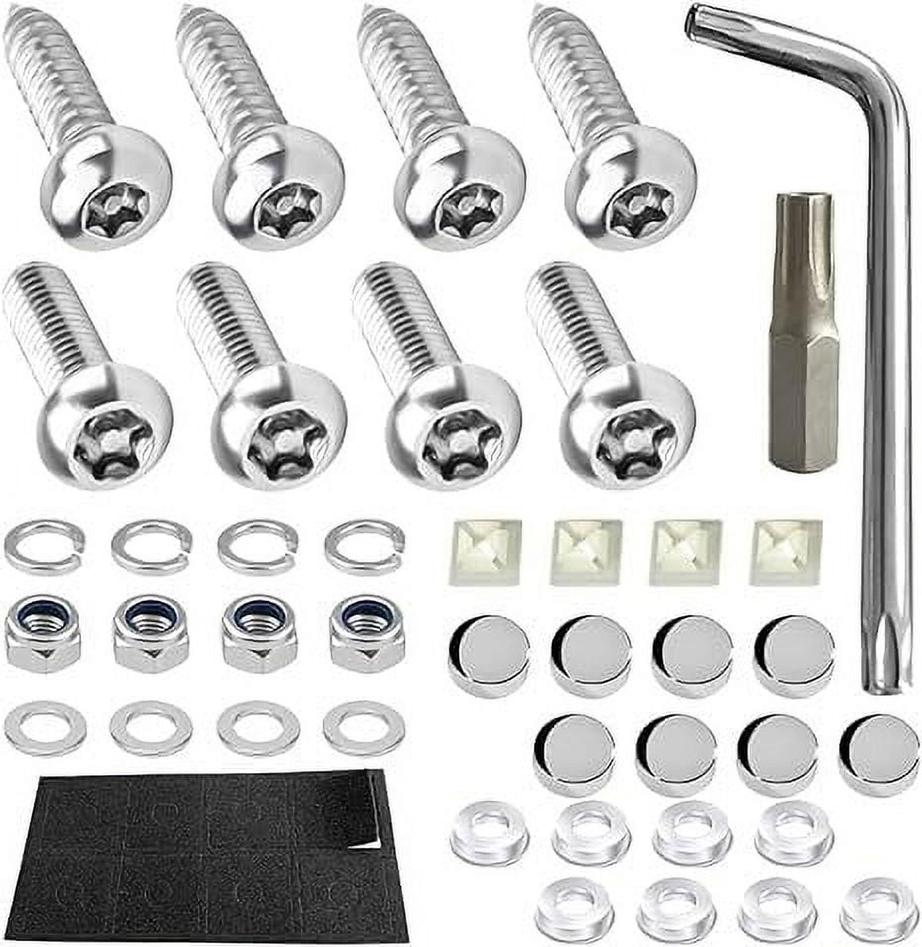 Anti Theft License Plate Screws Kits Rustproof Stainless Steel Mounting Hardware for Car Tag Plate Frames Covers Button Head Torx Bolts Fasteners