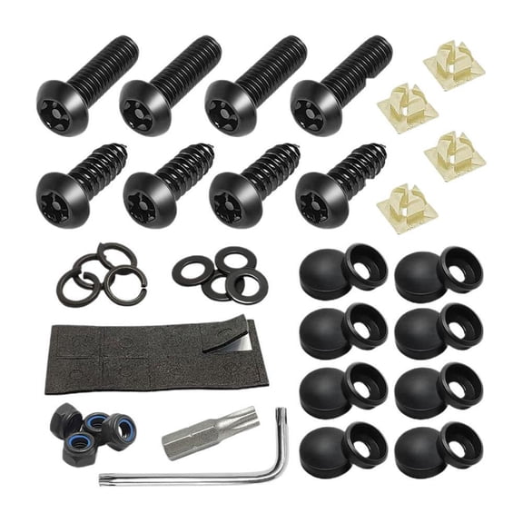 Anti-Theft License Plate Screws, Universal Stainless Steel Security Bolts for Cars, Trucks, SUVs - Black & Silver Finish