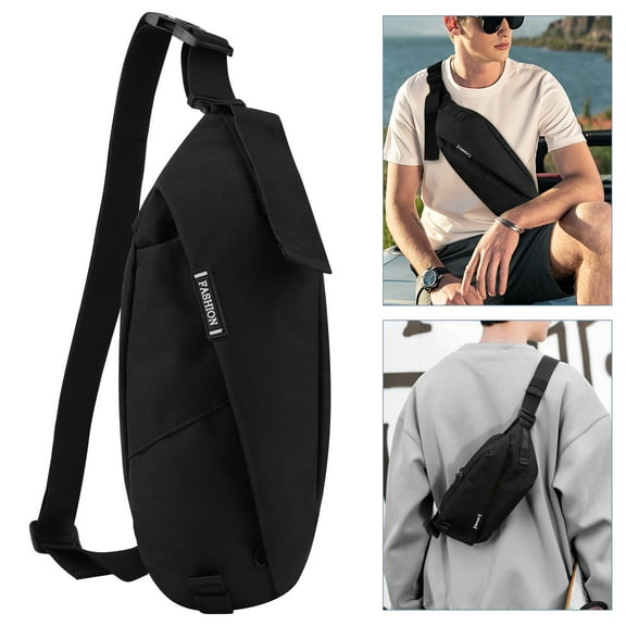 Anti-Theft Men's Sling Bag, Crossbody Shoulder Backpack with USB Charging Port and Adjustable Single/ Double Shoulder, Waterproof Nylon Chest Bag Casual Daypack for Travel Hiking Running