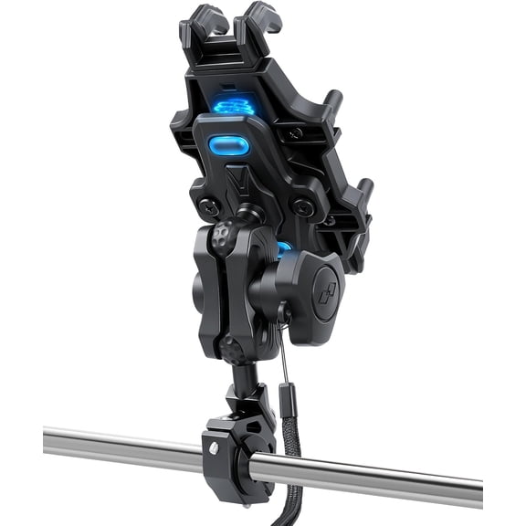 Anti-Theft Motorcycle Phone Mount with Vibration Dampener for ATV | Anti-Shake Handlebar Aluminum Clamp Fit 5.4"-7.2" Phones, Heavy Duty, to Bike Bicycle Scooter Snowmobile