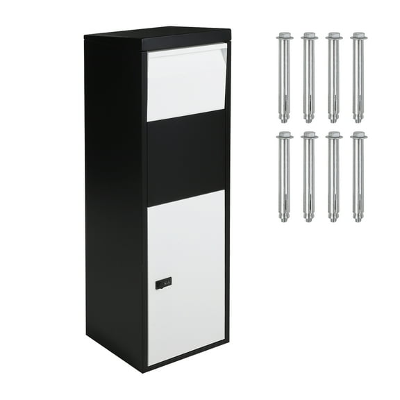 Anti Theft Package Delivery Boxes, 14" x 11.2" x 41.5" Extra Large Mailbox with Code Lock & Mounting Hardware, Galvanized Steel Parcel Box for Outside, Porch, Curbside, White