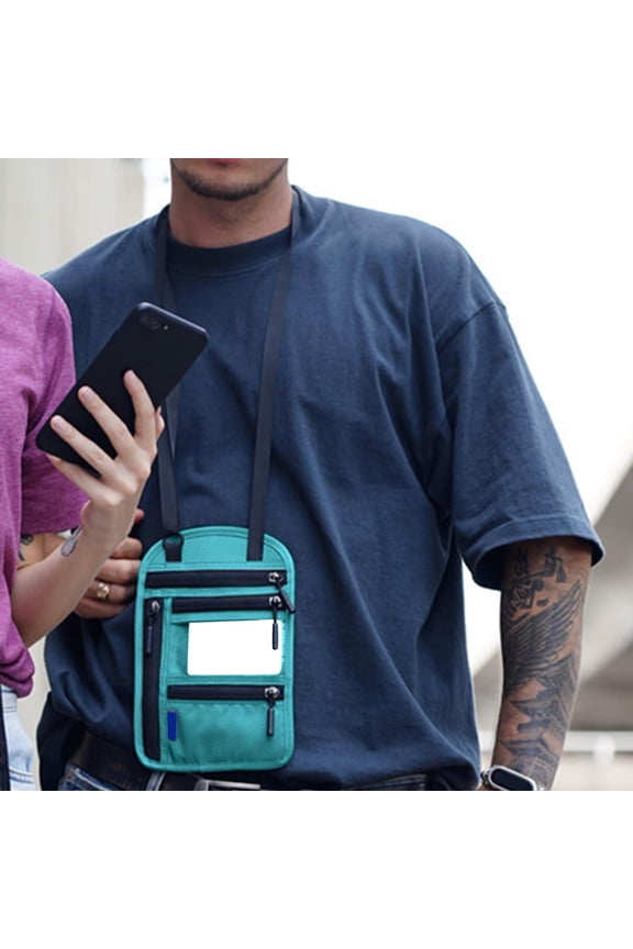 Anti-Theft Passport Holder Neck Pouch - Travel Wallet for Women Men with Adjustable Crossbody Strap,Multi-Functional Document Organizer for Airplane Tickets, Credit Cards Phone