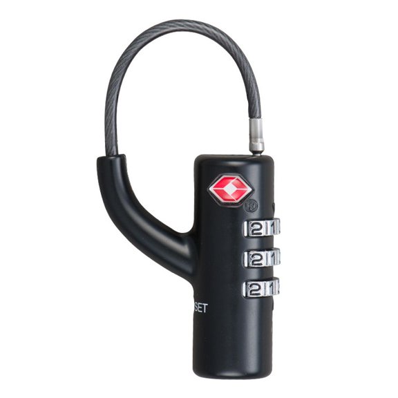 Anti-Theft Portable Cable Luggage Lock Small Padlock TSA Customs Lock Padlock with Steel Cable Combination Lock Customs Code Lock BLACK