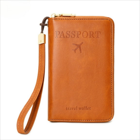 Anti-Theft RFID Passport Holder  Multi-Function Travel Document Wallet with Zipper, ID Card Slot, and Cash Pocket