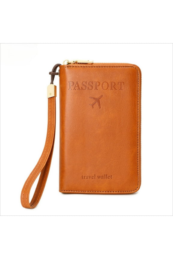 Anti-Theft RFID Passport Holder Multi-Function Travel Document Wallet with Zipper, ID Card Slot, and Cash Pocket