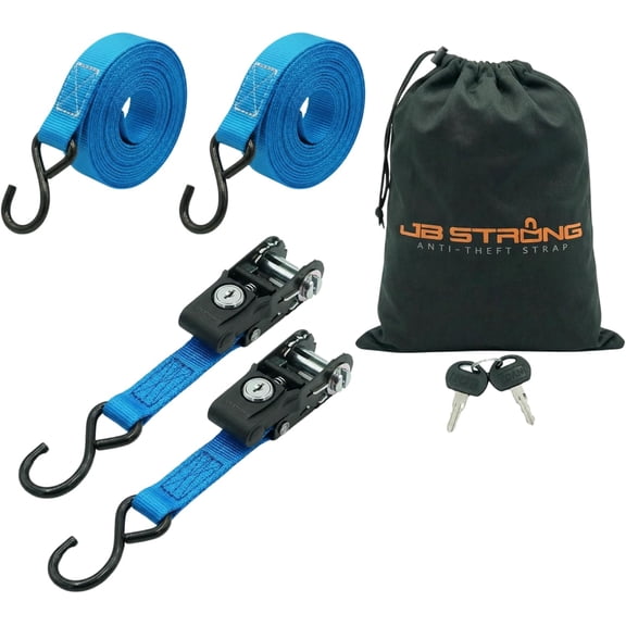 Anti-Theft Ratchet Straps 2 Pack Tie Down Straps with Keyed Lock, Cut-Resistant Webbing, Comfort Grip & Secure Latching Locking Ratchet Straps by