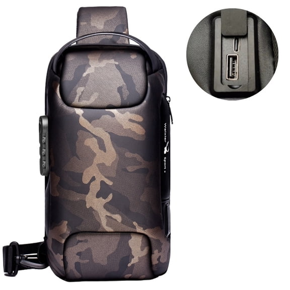Anti-Theft Sling Bag Chest Shoulder Backpack Crossbody Bags for Men Women Cover Pack Hiking Small Rucksack with USB Charging Port for Business Travel Hiking Bicycle Sport Gym Pack
