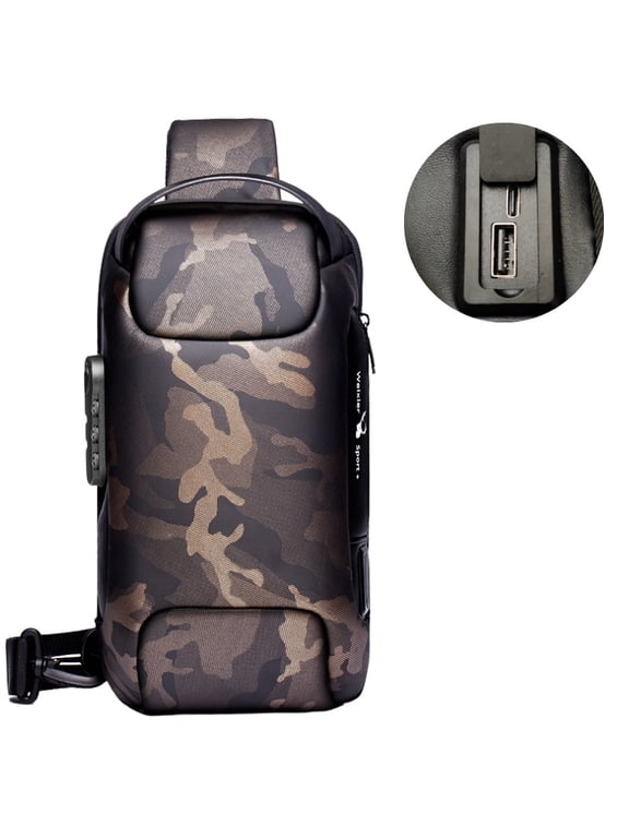 Anti-Theft Sling Bag Chest Shoulder Backpack Crossbody Bags for Men Women Cover Pack Hiking Small Rucksack with USB Charging Port for Business Travel Hiking Bicycle Sport Gym Pack