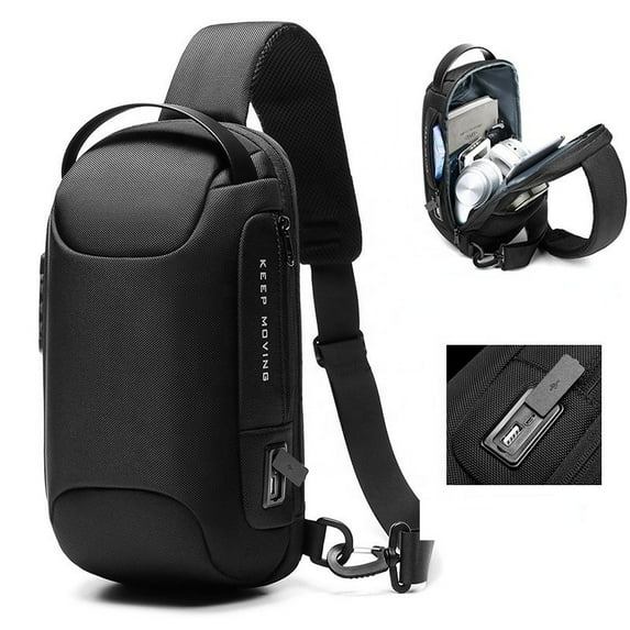 Anti Theft Sling Bag with USB Charging Port Casual Lightweight Chest Crossbody Daypack Waterproof