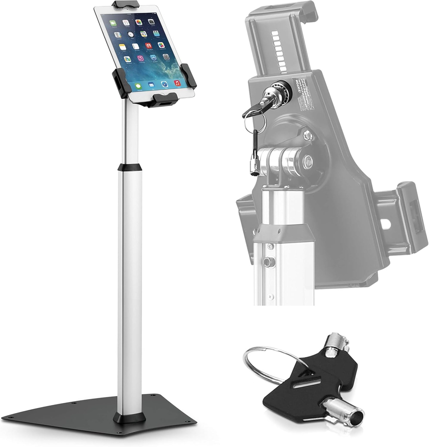 Tablet Keeping Racks Anti-Theft Tablet Security Stand Kiosk-Heavy Duty Aluminum Metal Floor ...
