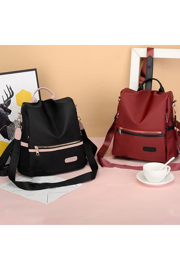 Anti-Theft Travel Backpack for Women | One Shoulder or Two Shoulder Convertible Carrying | Fashion Lightweight Cloth Bag | Back Open Pocket | Large Capacity 28x28x13.5cm | Red