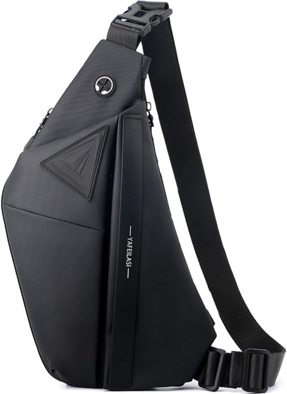 Anti-Theft Travel Sling Bag for Men and Women Expandable Waterproof Crossbody Bag Chest Shoulder Backpack (Black - Left shoulder)