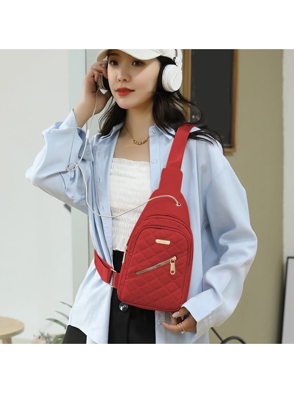 Anti-Theft Waterproof Chest Bag For Men And Women, Lightweight Crossbody Sling Pack With USB Charging Port Breathable Strap And Hidden Back Pocket For Travel Cycling And Gym