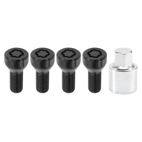 Anti-Theft Wheel Stud Bolt Locks 14X1.25MM for High Security Type Wheel Lock Set 36136792851,4 x Bolts 1 x sleeve,black