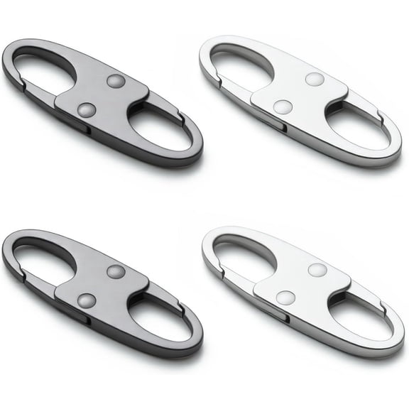 Anti Theft Zipper Clips Double Opening Small Carabiner Clips, 4Pcs Elegant Zinc Alloy Zipper Pull Replacement for Travel, Commuting and Camping
