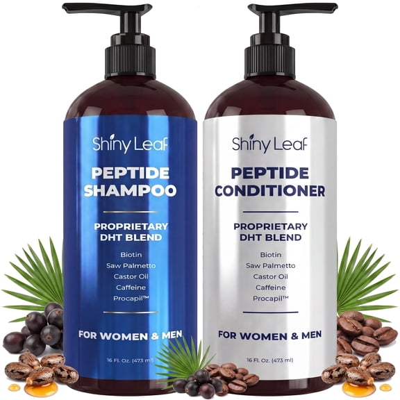 Anti-Thinning Peptide Shampoo and Conditioner  Sulfate Free Thickening Hair Fromula with Biotin, Caffeine & Saw Palmetto for Women & Men, Safe for Color-Treated And All Hair Types, 16 fl.oz Each