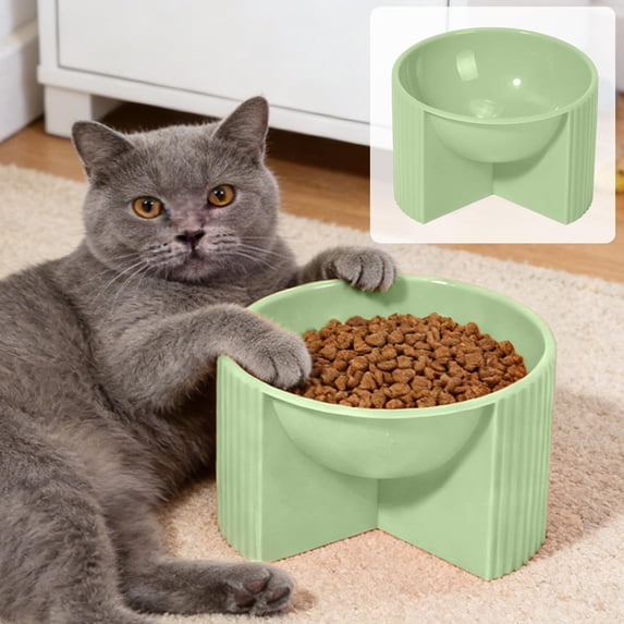 Anti-Tip Pet Bowl, Spill-Proof Wide Mouth Elevated Cat Dog Bowl 5.51x3.94in, 15-Degree Tilt Feeder for Comfortable Eating, Food-Grade Plastic Bowl with Non-Slip Base, Easy Clean Dish for Pets