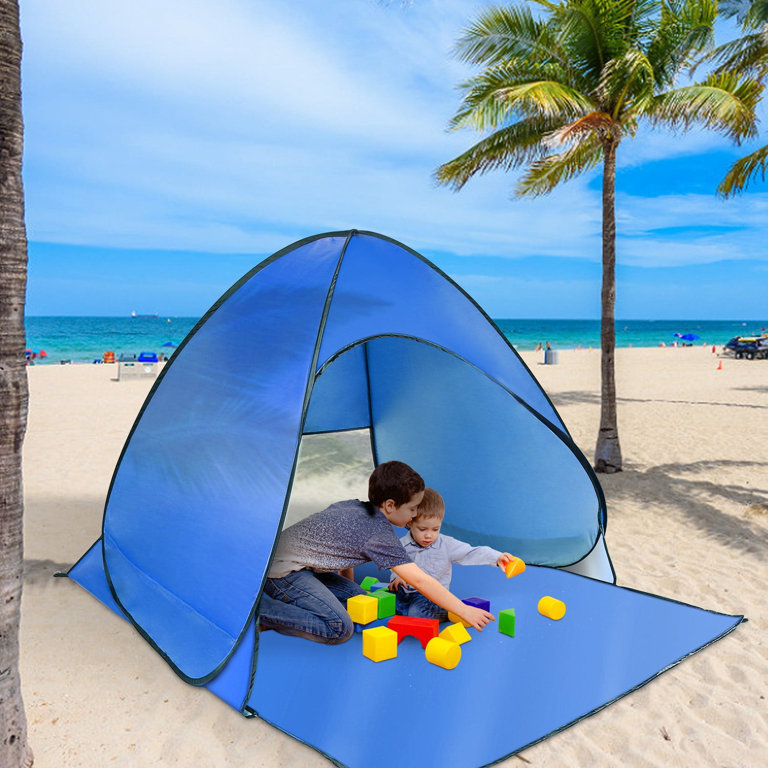 Pop-Up Baby Beach Tent With Mosquito Net - UPF 50+ Sun Shade For Infants & Toddlers - Portable Outdoor Shelter