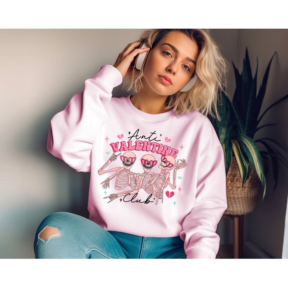 Anti Valentine Club Sweatshirt, Funny Valentines Shirt,Valentines Day Shirt,Valentines Sweatshirt for Women,Trendy Valentines Day Sweatshirt