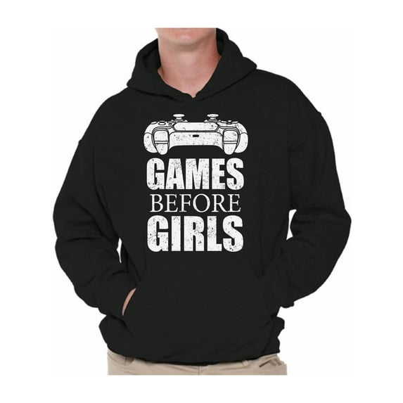 Anti Valentine Hoodie for Men Games Before Girls Men's Sweatshirt Geek Valentines Day Gifts for Singles Novelty Sweater