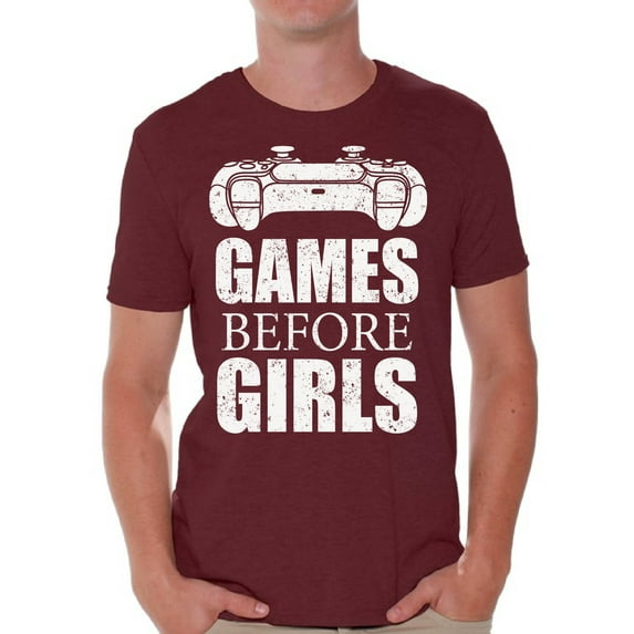 Anti Valentine Shirt for Men Games Before Girls Men's Tee Funny Valentines Day Gifts for Singles Graphic Novelty Shirt