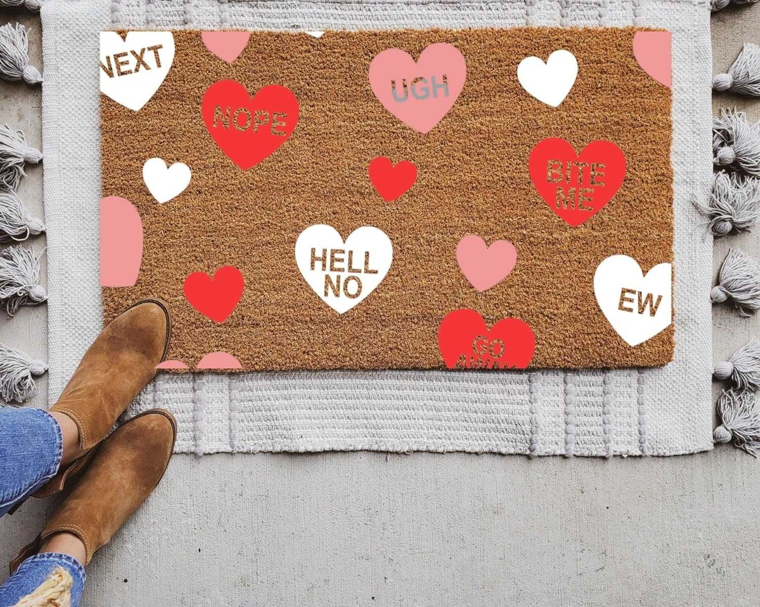AntiValentine Sweetheart Candy Door Mat, Galentine's Day Mat