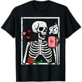 thumbnail image 1 of Anti Valentines Day Skeleton Coffee Funny Men Women T-Shirt TShirt, 1 of 4