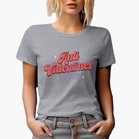 Anti Valentines, Retro Valentines Day Art Merch Gift, Heather Grey T-Shirt, 3XL