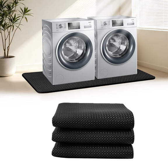 Anti-Vibration Mat for Washer Dryer, 63" x 30" Foldable Rubber Under Washing Machine Mat, Double-Sided Non-Slip Pads, Waterproof Noise Reducing Mat for Floor Protection