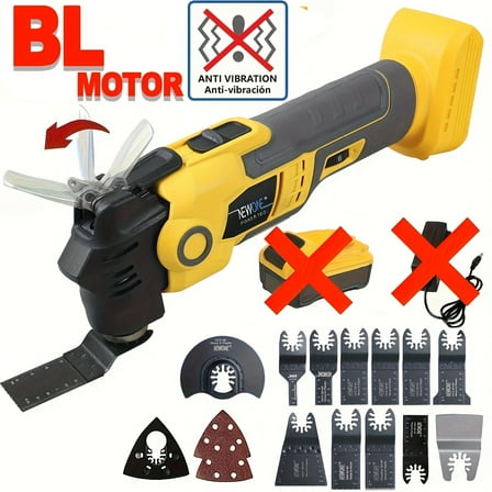 Anti-Vibration Oscillating Multi Tool (Compatible with DeWalt 20V Max Battery) | Cordless Brushless Motor, 6 Speed, LED Light | Woodcutting Blades/Sanding Pad Included (Only Machine, No Battery)
