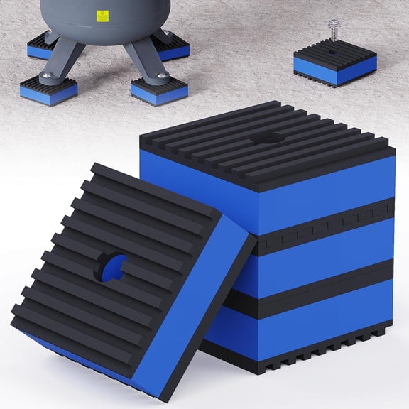 Anti Vibration Pads, 2"× 2"×7/8" Mechanical Vibration Damping Pads, Heavy Duty Rubber Isolation Pads, 3/8"Pre-Drill Hole Vibration Isolator Pad for Air Compressor