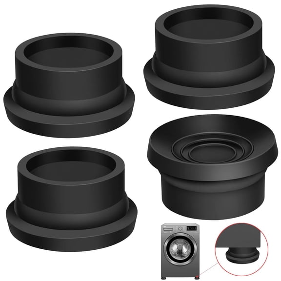 Anti-Vibration Pads for Washing Machine , Rubber Dryer Pedestal Fits All Washing Machine and Dryer, Shock and Noise Cancelling, Anti-Slip Washer Pads Protects Laundry Room Floor - Black