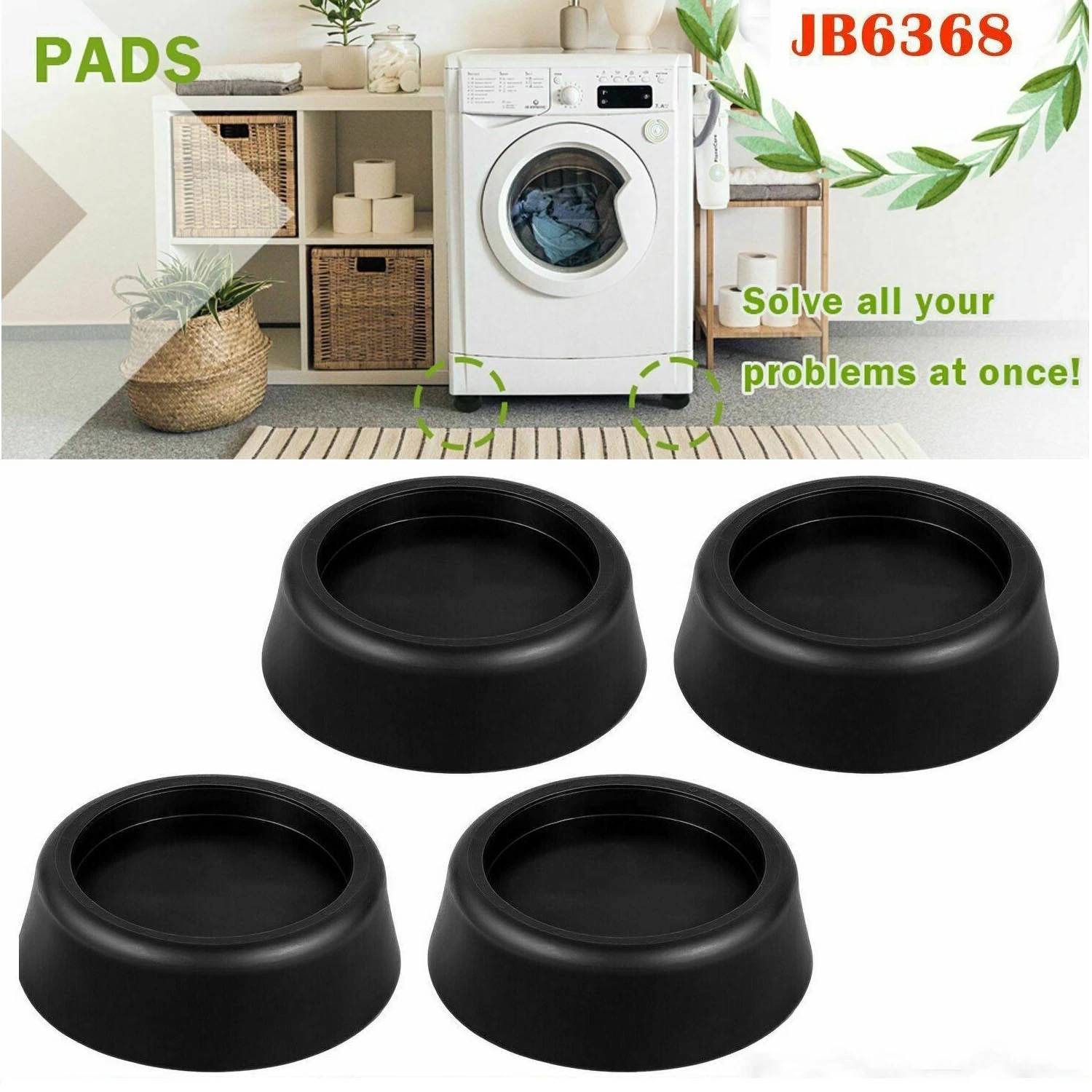 Anti Vibration Washing Machine Support Anti-Slip Rubber Feet Base Pads Mat-4Pcs