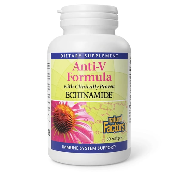 Natural Factors Anti-V Formula, Echinacea Supplement for Immune and Wellness Support, Organic, Non-GMO, 60 Softgels