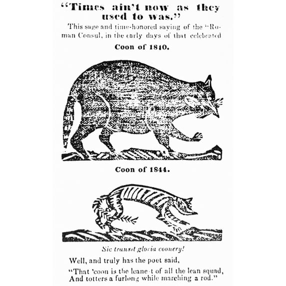 Anti-Whig Cartoon 1844. Namerican Cartoon 1844 Employing The Raccoon As Symbol Of The Whig Party To Comment On The