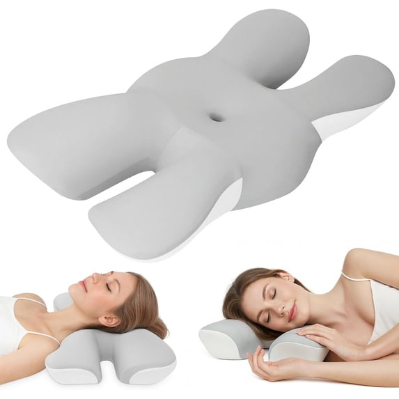 Anti Wrinkle Face Pillow for Side Sleepers, Memory Foam Cervical Support for Neck Pain Relief, Ergonomic Beauty Pillow with Dual Sided Design, Machine Washable & Hypoallergenic