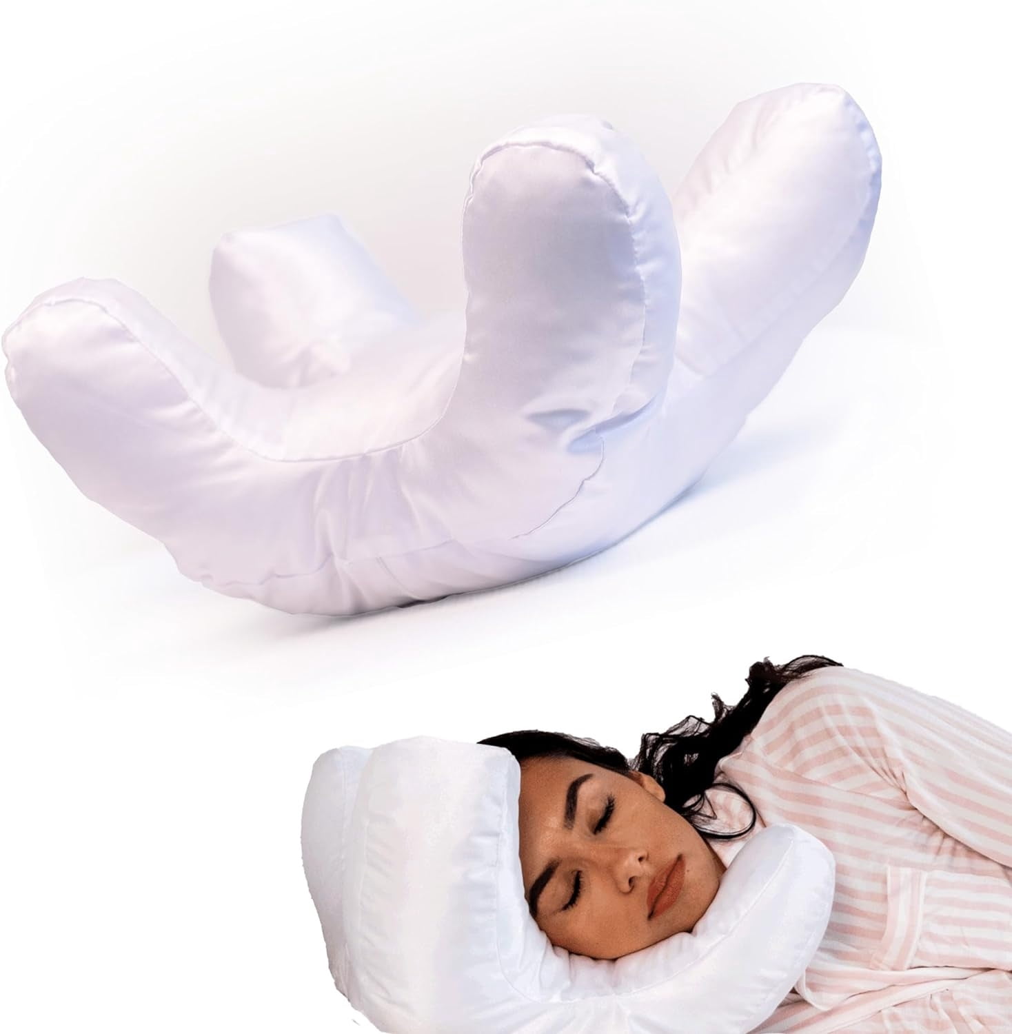 Anti Wrinkle Pillow for Side Sleepers, Satin Beauty Pillow for Anti Aging & Wrinkle Prevention, Hypoallergenic Face Pillow with Travel Handle for Skincare Enhancement