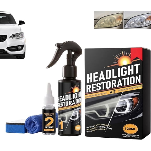 Anti-Yellowing and Oxidation Headlight Restoration Kit, Professional Headlight Polish and Sealant Kit, Multifunctional Headlights Cleaner, Anti-Oxidation Scratch Repair, for All Vehicles (1PCS)