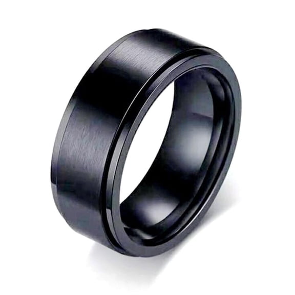 Anti-anxiety Spinner Fidget Rotating Rings Black Stainless Men&Women Steel Gift For Her