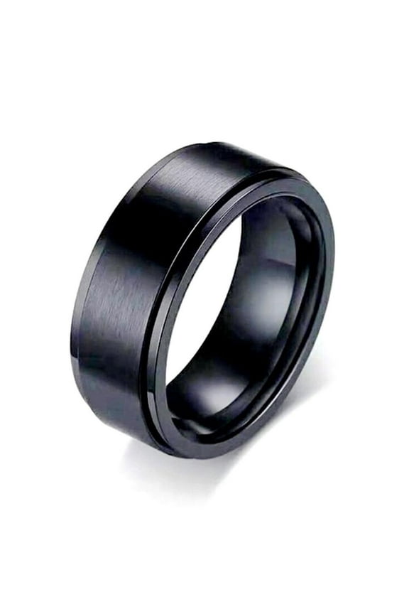 Black Anti-anxiety Spinner Fidget Rotating Rings Stainless Steel Men&Women Z5E9