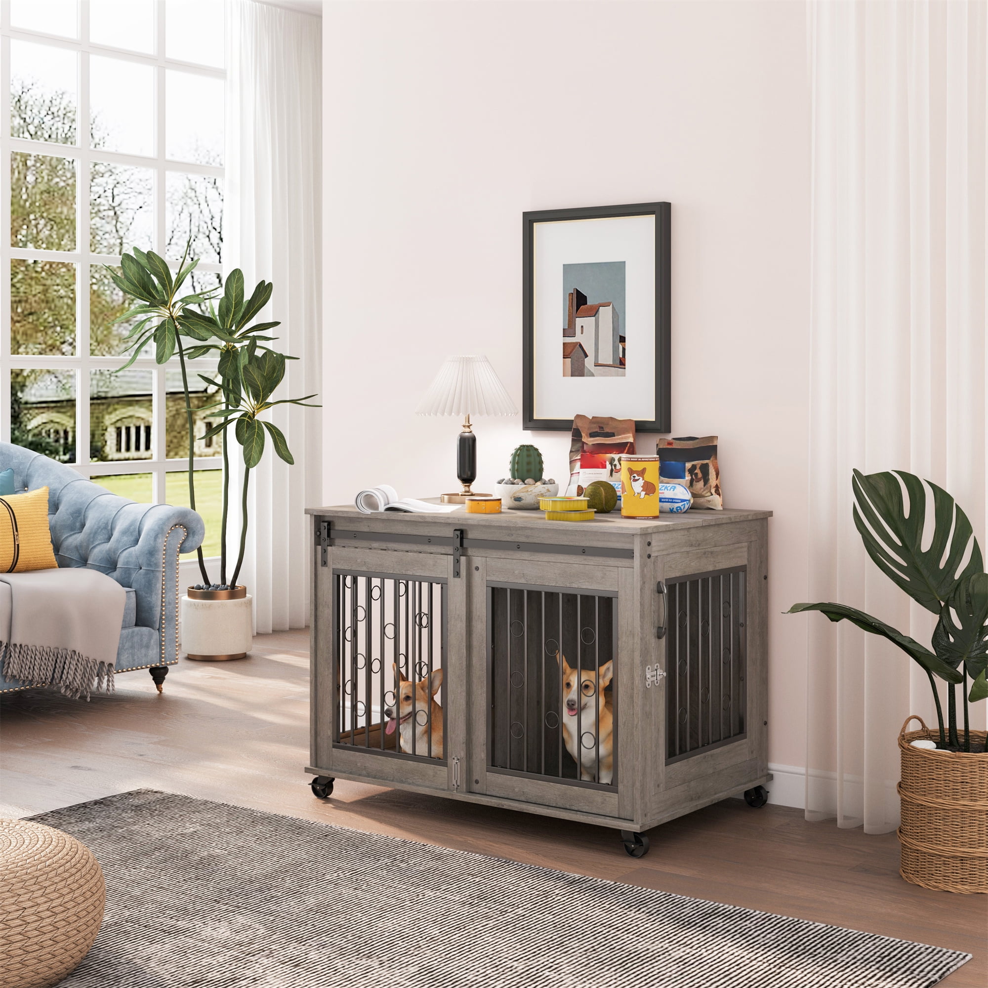 Cabin Style Dog Crate With Rustic Decor Reference: Ostreici 39 Anti Bite Furniture Style Dog Crate Sliding Barn
