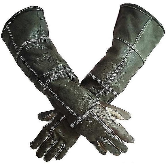 Anti-bite Safety Animal Handling Gloves, Ultra-long Leather Protective Gloves For Captured Animals, Reptiles, Cats -CDSX
