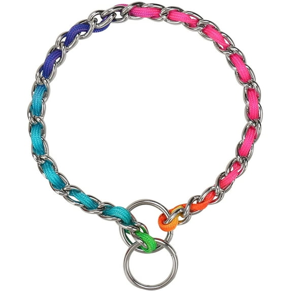 Anti-bite dog collar - chewy pet training collar - fashionable pet dog collar - suitable for small and medium dogs - rainbow color (M)