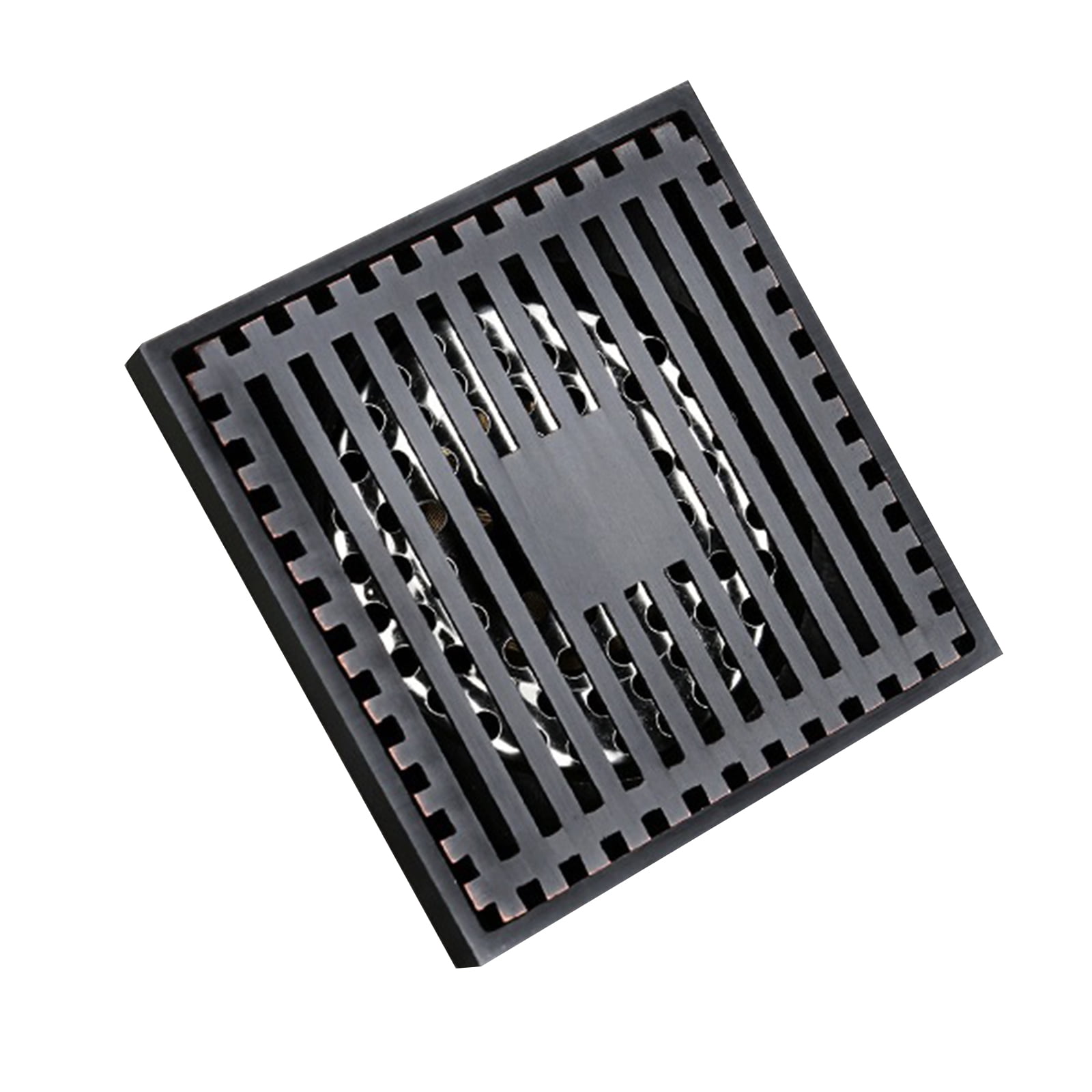Anti-blocking Square Drain Strainers Invisible Floor Drain Black Brass ...