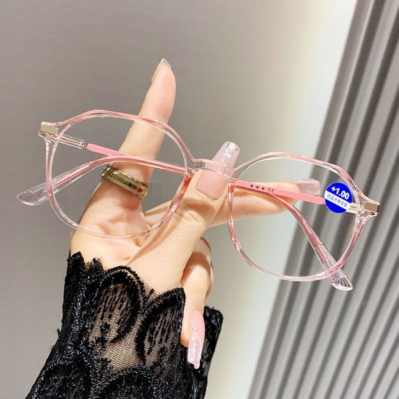 Anti-blue Light Transparent Pink Reading Glasses 2.75 Fashionable Lightweight Readers for Women Square Oversized Presbyopic Glasses +2.75