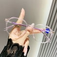 thumbnail image 1 of Anti-blue Light Transparent Purple Reading Glasses 4.00 Fashionable Lightweight Readers for Women Square Oversized Presbyopic Glasses +4.00, 1 of 6