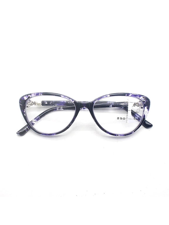 Anti blue light cat eye brand retro progressive multifocal presbyopia glasses dual-use ordinary-Blue tofu pudding-250