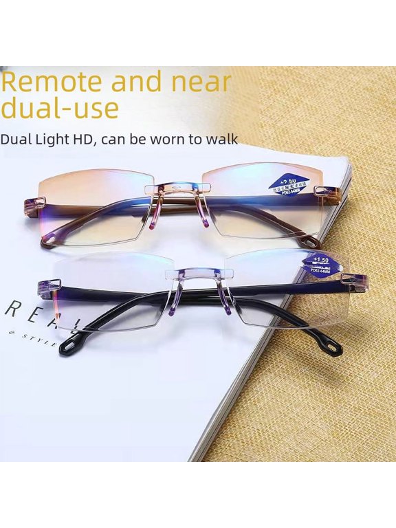 Anti blue light intelligent zoom lens for both near and far use dual light reading glasses-Double light-200°