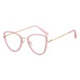 Antiblue light metal cat's eye flat lens glasses frame fashion can
