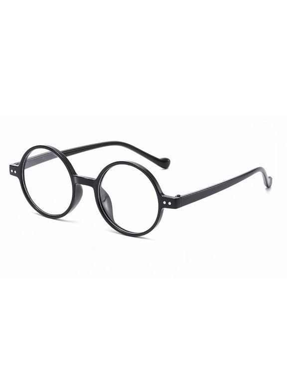 Anti blue light reading glasses for middle-aged and elderly fashionable round reading glasses-Bright black frame-150